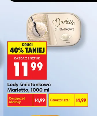 Lody śmietankowe Marletto promocja w Biedronka