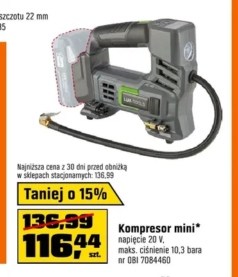 Kompresor mini Lux-Tools promocja w OBI
