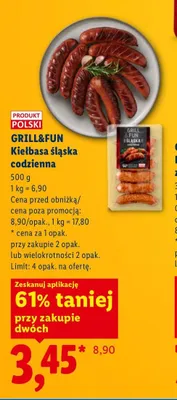 Kiełbasa śląska codzienna Grill&Fun promocja w Lidl