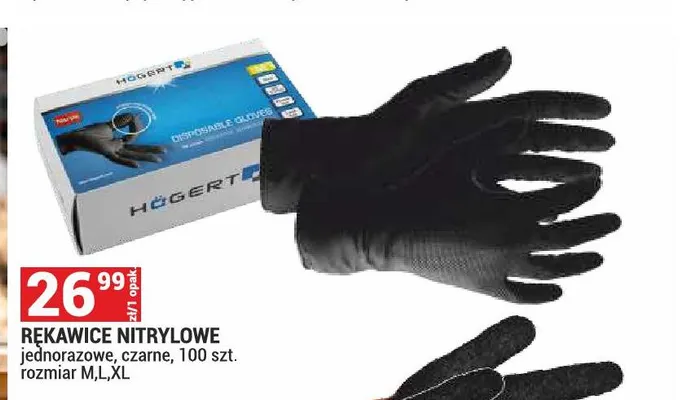 Rękawice nitrylowe jednorazowe Högert promocja w Merkury Market