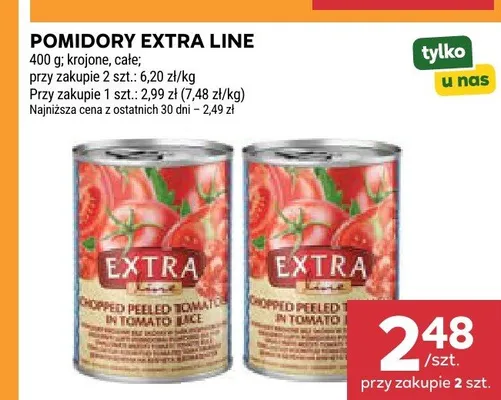Pomidory krojone Extra Line promocja w Stokrotka