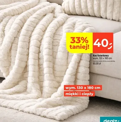 Koc futerkowy wym. 130 x 180 cm promocja w Dealz