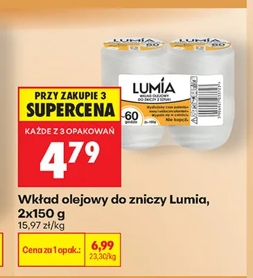 Wkład olejowy do zniczy Lumia 2-pak promocja w Biedronka