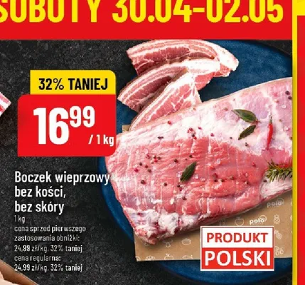 Boczek wieprzowy bez kości bez skóry promocja w POLOmarket