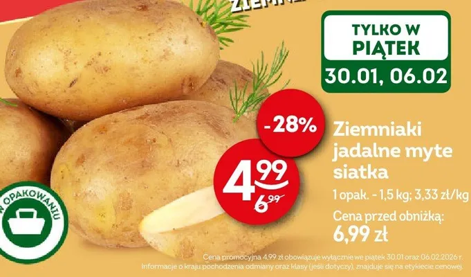 Ziemniaki jadalne myte siatka promocja w Żabka