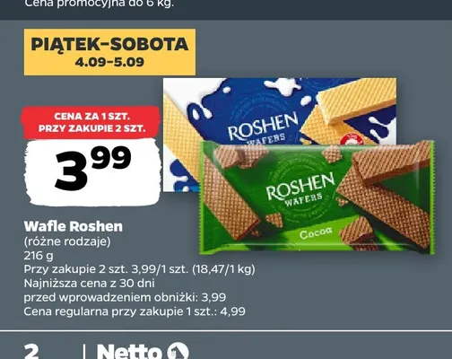 Wafle Roshen promocja w Netto