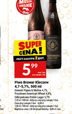 Piwo Browar Kleczew Odkrywkowe Polski Lager 5,7% promocja w Twój Market