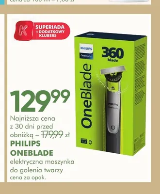 Elektryczna maszynka do golenia twarzy Philips OneBlade promocja w Super-Pharm