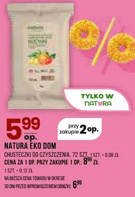 Chusteczki nawilżane Natura Eko Dom 72 szt. promocja w Drogerie Natura