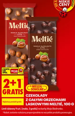 Czekolada gorzka z całymi orzechami laskowymi Meltié promocja w Biedronka