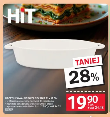 Naczynie owalne do zapiekania 31x19 cm promocja w Selgros