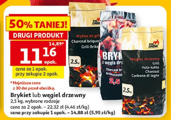 Brykiet lub węgiel drzewny POL DREW promocja w Auchan