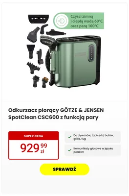 Odkurzacz piorący GÖTZE & JENSEN SpotClean CSC600 z funkcją pary promocja w Media Expert