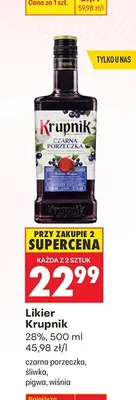 Likier Krupnik czarna porzeczka, śliwka, pigwa, wiśnia promocja w Biedronka
