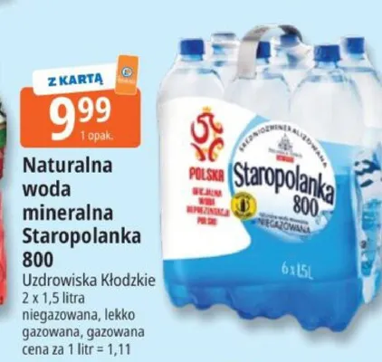 Naturalna woda mineralna Staropolanka 800 niegazowana promocja w Leclerc
