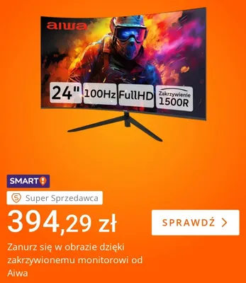Monitor zakrzywiony Aiwa 24" promocja w Allegro