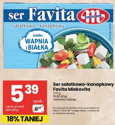 Ser sałatkowo-kanapkowy Favita Mlekovita promocja w Delikatesy Centrum