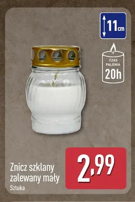 Znicz szklany zalewany mały promocja w Aldi