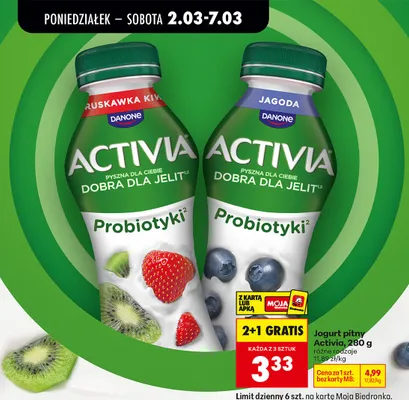 Jogurt pitny Activia różne rodzaje promocja w Biedronka