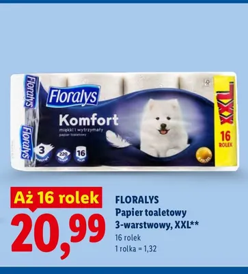 Papier toaletowy 3-warstwowy XXL Floralys promocja w Lidl