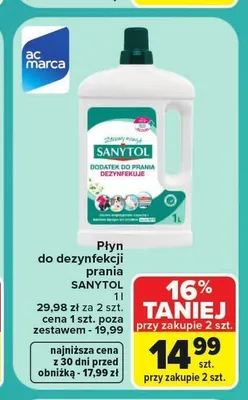 Płyn do dezynfekcji prania Sanytol promocja w Carrefour