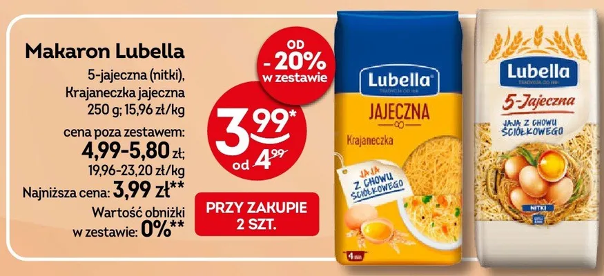 Makaron Lubella Krajaneczka jajeczna promocja w Żabka