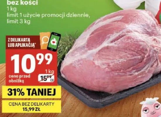 Łopatka wieprzowa bez kości promocja w Delikatesy Centrum
