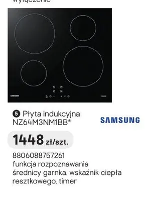 Płyta indukcyjna Samsung NZ64M3NM1BB promocja w Castorama