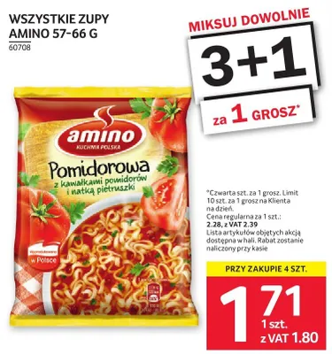 Zupa instant Amino pomidorowa 57-66g wszystkie zupy promocja w Selgros