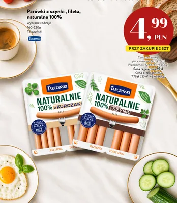 Parówki z szynki naturalne 100% Tarczyński promocja w Market Point