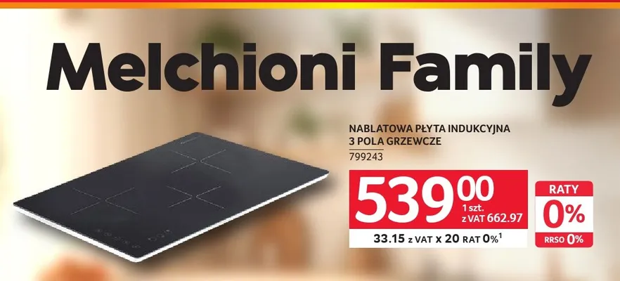 Nablatowa płyta indukcyjna Melchioni Family 3 pola grzewcze promocja w Selgros