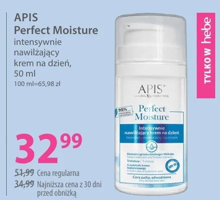 Intensywnie nawilżający krem na dzień Apis Perfect Moisture promocja w Hebe
