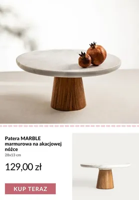 Patera marmurowa na akacjowej nóżce Marble promocja w Homla