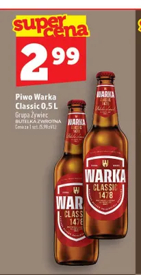 Piwo Warka Classic promocja w TOPAZ