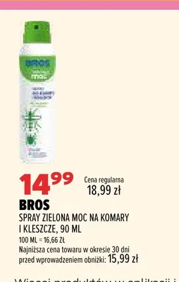 Spray Zielona Moc na komary i kleszcze Bros promocja w Drogerie Natura