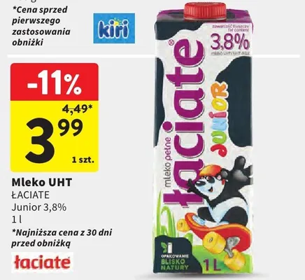Mleko UHT Junior 3,8% promocja w Intermarche