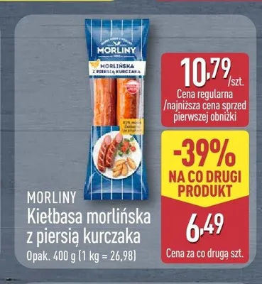 Kiełbasa morlińska z piersią kurczaka Morliny promocja w Aldi