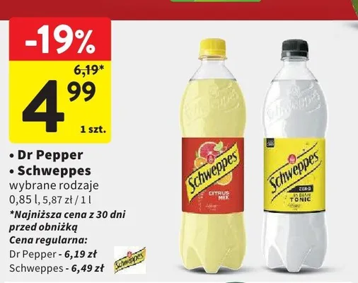 Napój gazowany Schweppes Zero Indian Tonic promocja w Intermarche