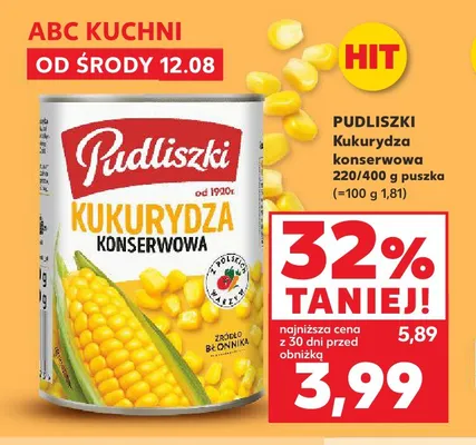 Kukurydza konserwowa Pudliszki 220/400 g promocja w Kaufland