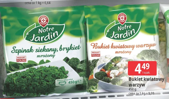 Szpinak siekany brykiet mrożony promocja w Leclerc