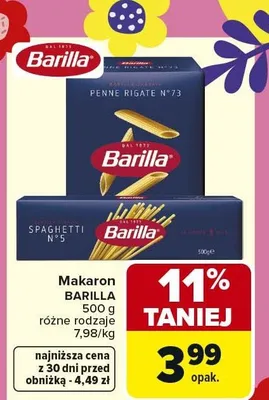 Makaron penne rigate spaghetti promocja w Carrefour