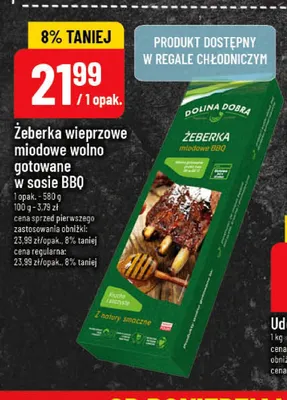 Żeberka wieprzowe miodowe wolno gotowane w sosie BBQ Dolina Dobra promocja w POLOmarket