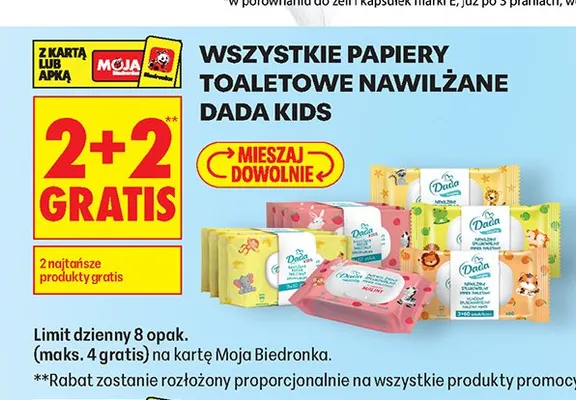 Papier toaletowy nawilżany Dada Kids Malina promocja w Biedronka