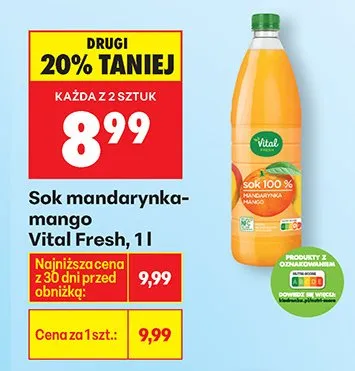 Sok mandarynka-mango 100% promocja w Biedronka