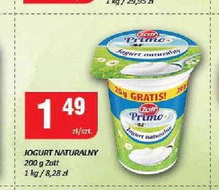 Jogurt naturalny Zott Primo promocja w Chorten