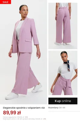 Eleganckie spodnie z wiązaniem róż promocja w Top Secret