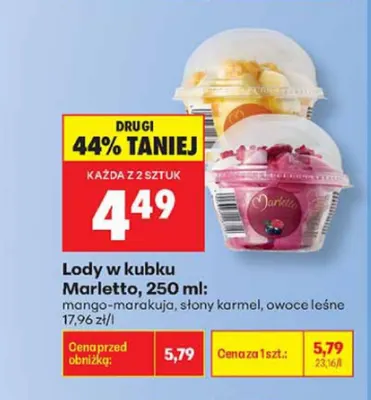 Lody w kubku Marletto słony karmel promocja w Biedronka