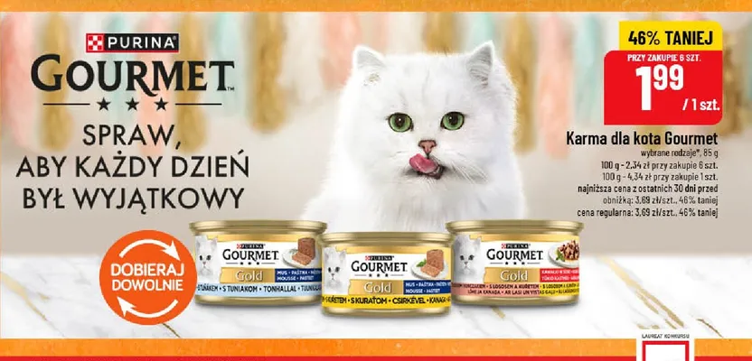 Karma dla kota Gourmet Gold kawałki w sosie z łososiem i kurczakiem promocja w POLOmarket