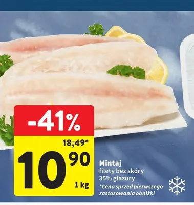 Mintaj filety bez skóry 35% glazury promocja w Intermarche