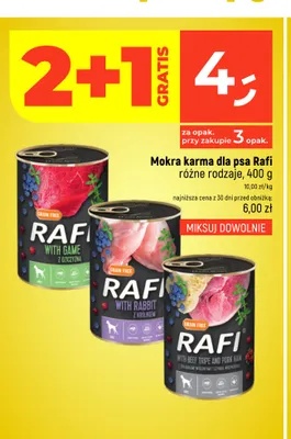 Mokra karma dla psa Rafi z flakami wołowymi i szynką wieprzową promocja w Dealz